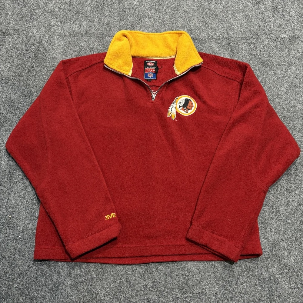 Washington Redskins Sweatshirt Boys Large Red NFL‎ Mirage Fleece Quarter Zip